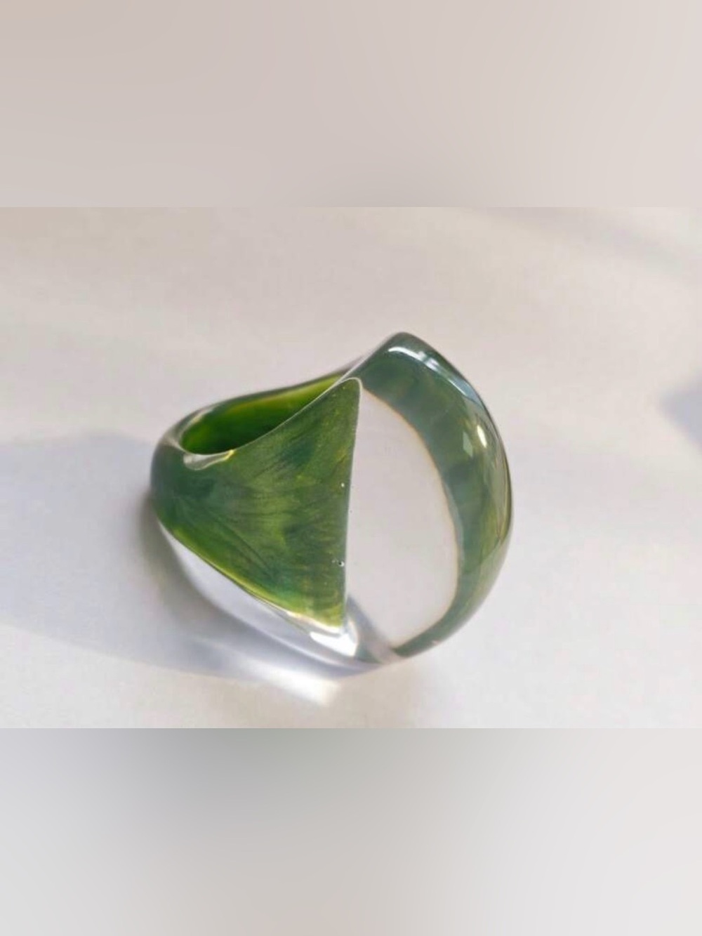 Green Resin Open Wave Ring - Contemporary Women's Jewelry